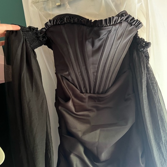 NWT House of CB Beau black draped corset dress - Picture 7 of 7